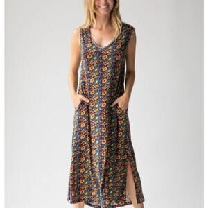 Natural Life Womens Hangout Cotton Midi Dress Size Medium Boho relaxed Fit